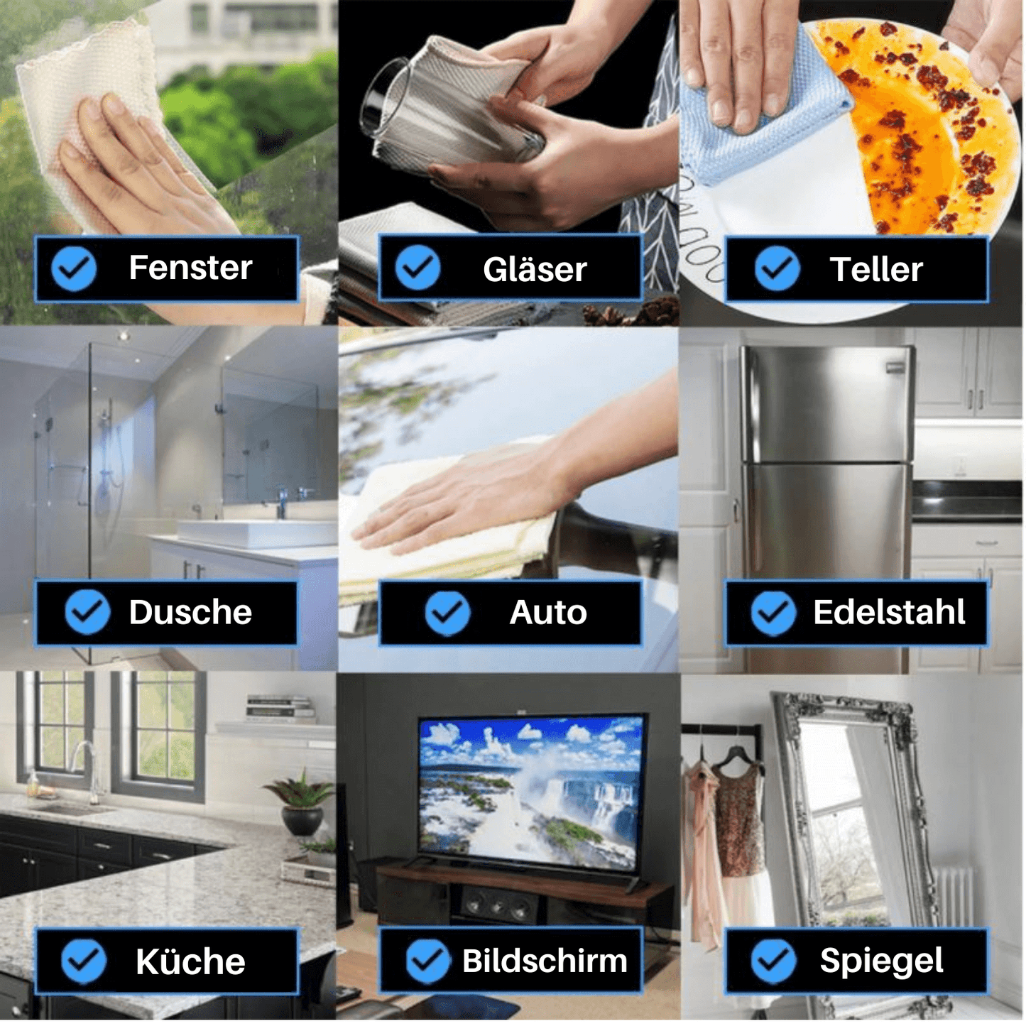 Soft Touch Wonder Cloth – Streifenfreies Reinigen von Glas, Spiegeln & Edelstahl | Brehn