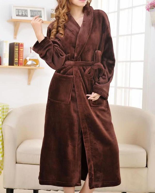 Langer Premium-Fleece-Bademantel für Damen