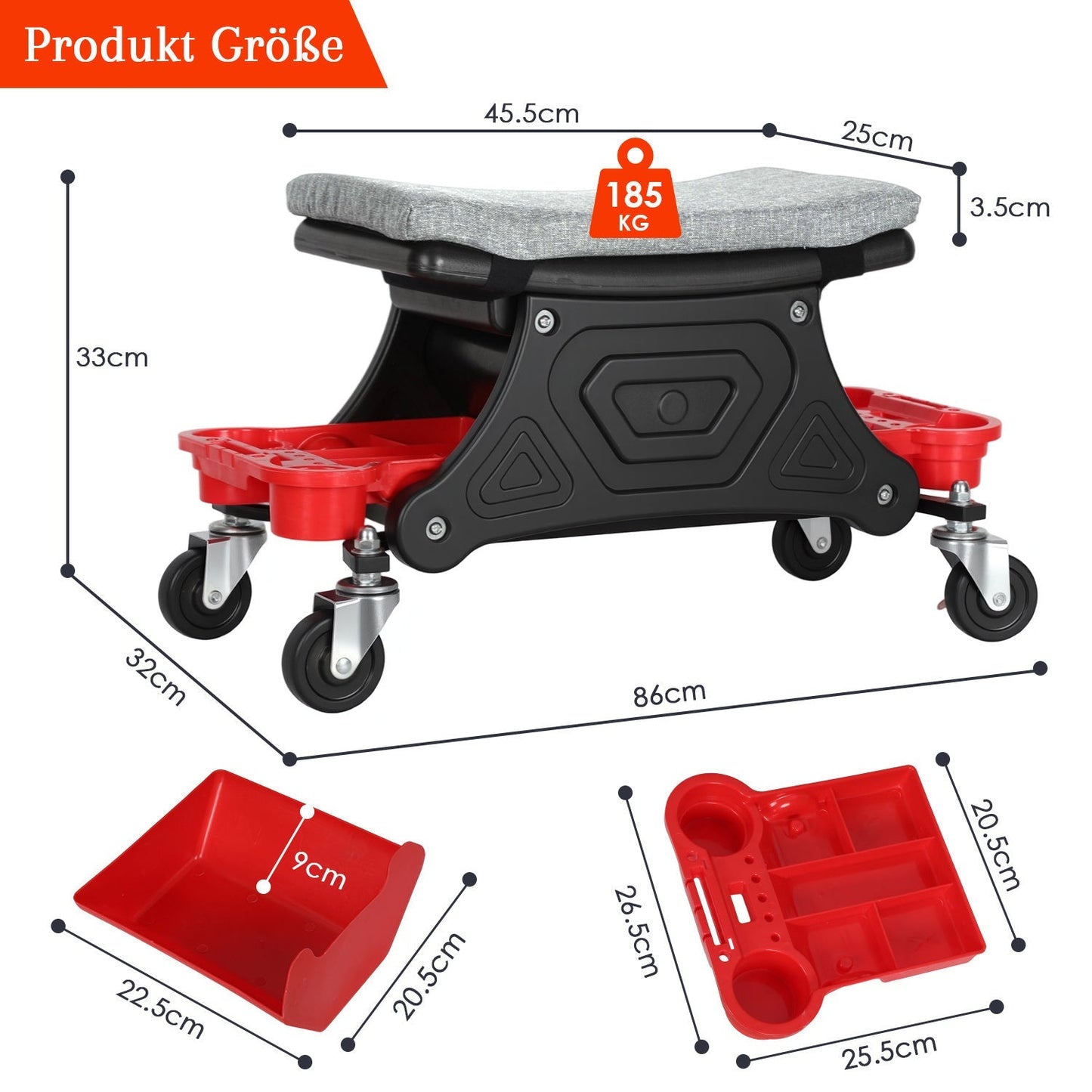 Werkstatthocker Rollhocker mit Aufbewahrungsbox | Brehn