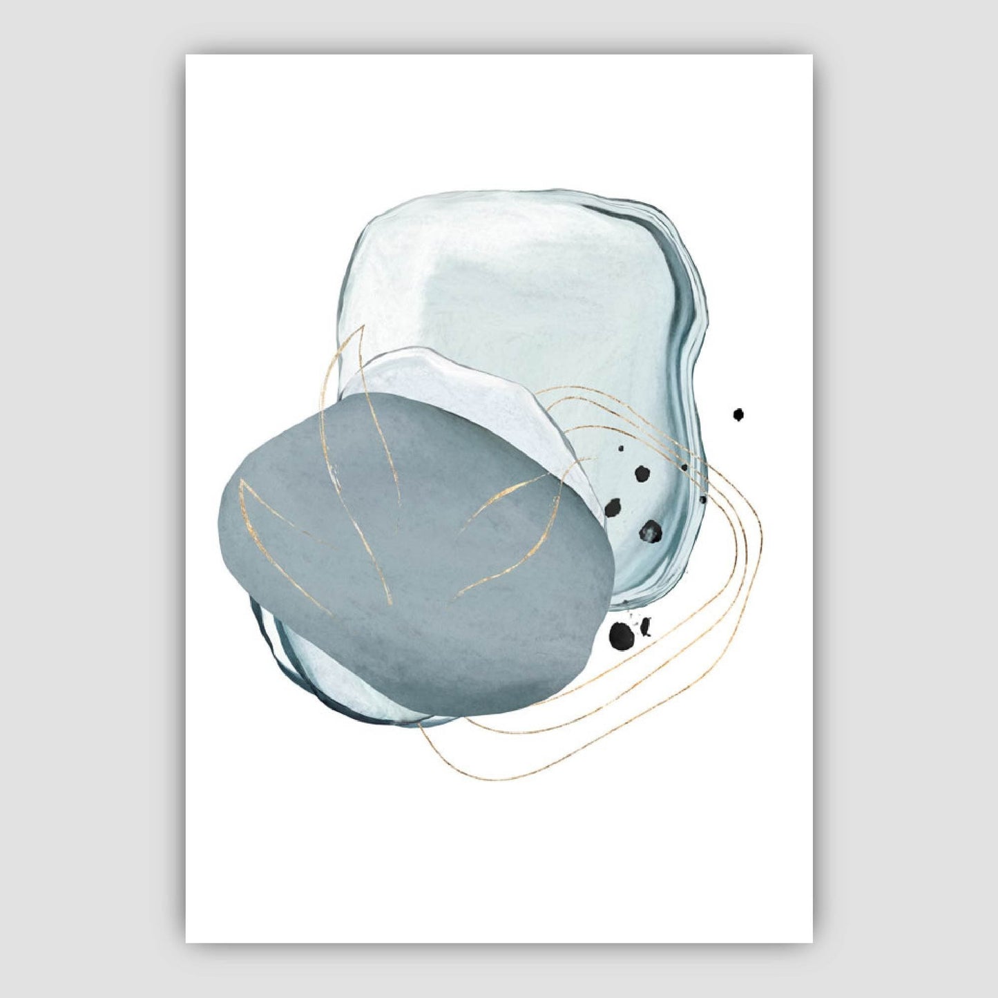 Abstrakte Winterstimmung Aqua, Marineblau, Gold Kunstdrucke