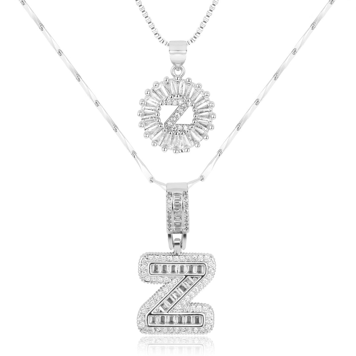 Brehn | 2pc 14k Diamant Buchstaben Initialen Halsketten