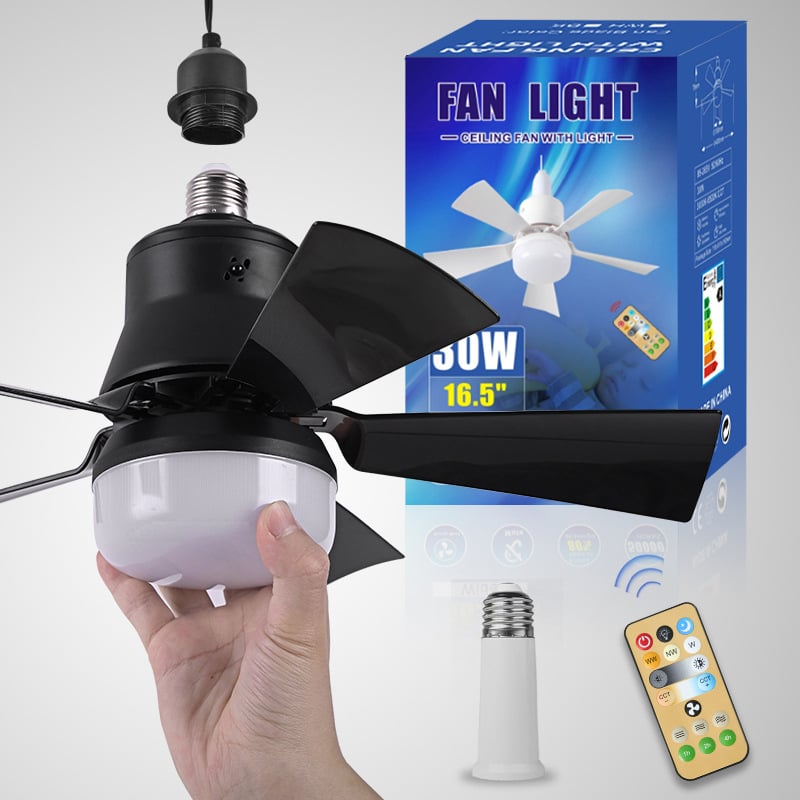 Brehn | LuxeBreeze Tragbarer Deckenventilator & Licht | Elegante 2-in-1-Lösung mit Fernbedienung für Komfort und Stil