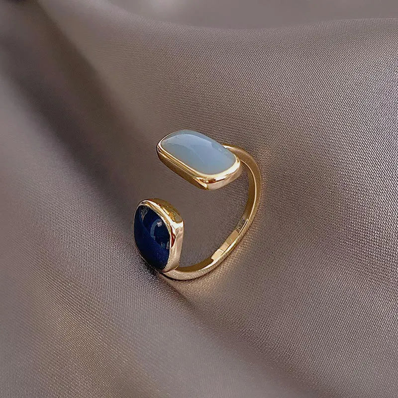 Brehn | Verstellbare asymmetrische blaue quadratische Ringe