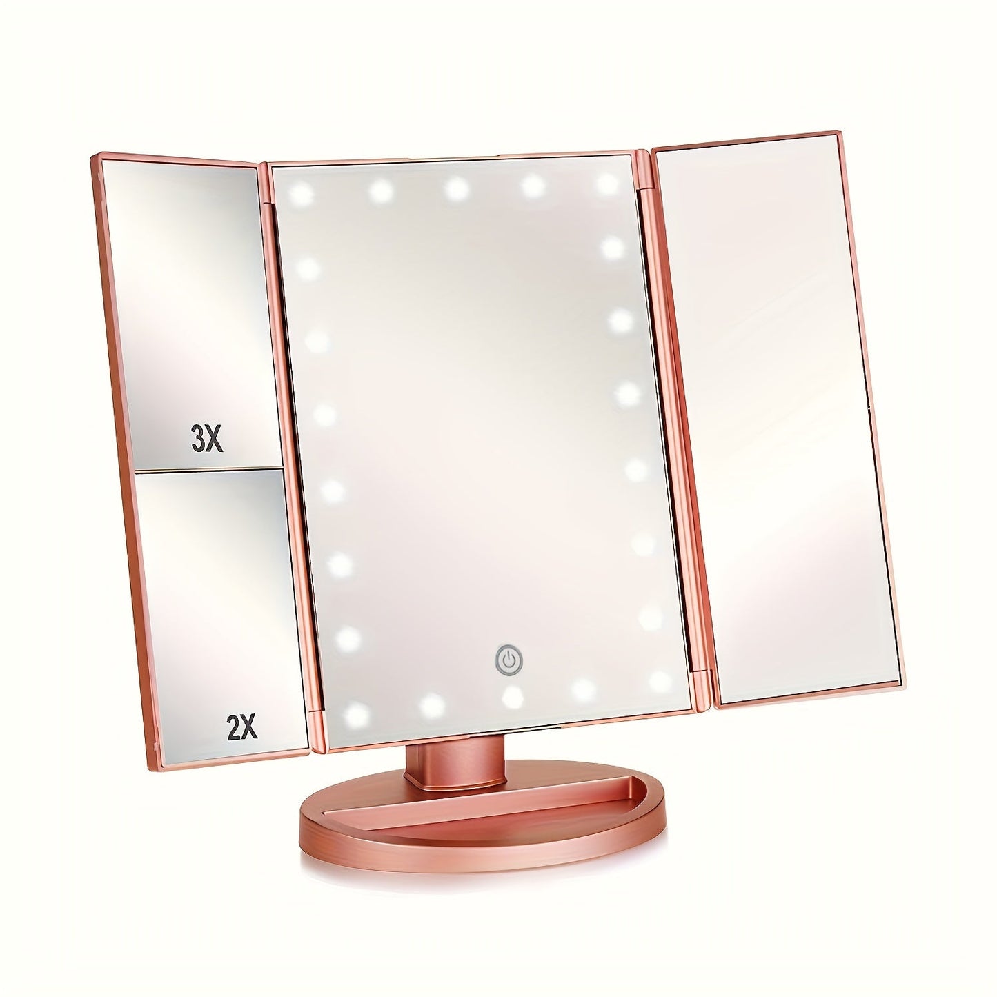 GlowMirror – Zusammenklappbarer LED-Make-up-Spiegel mit 3x/2x Vergrößerung | Brehn