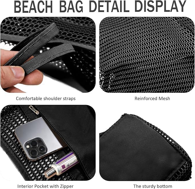 Faltbare Mesh Strandtasche mit Innentasche | Brehn