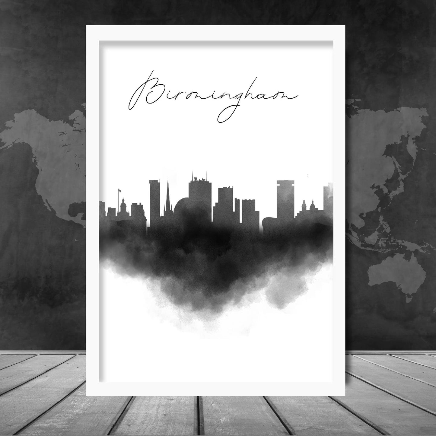 Birmingham Aquarell-Skyline-Stadtansicht-Druck
