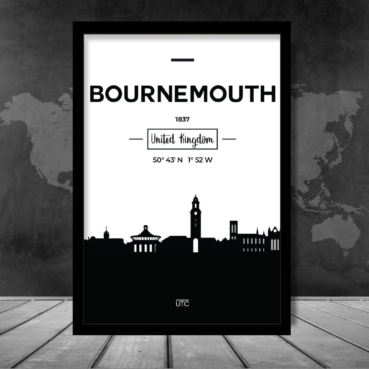 Bournemouth Stadtsilhouette Stadtansicht Drucken