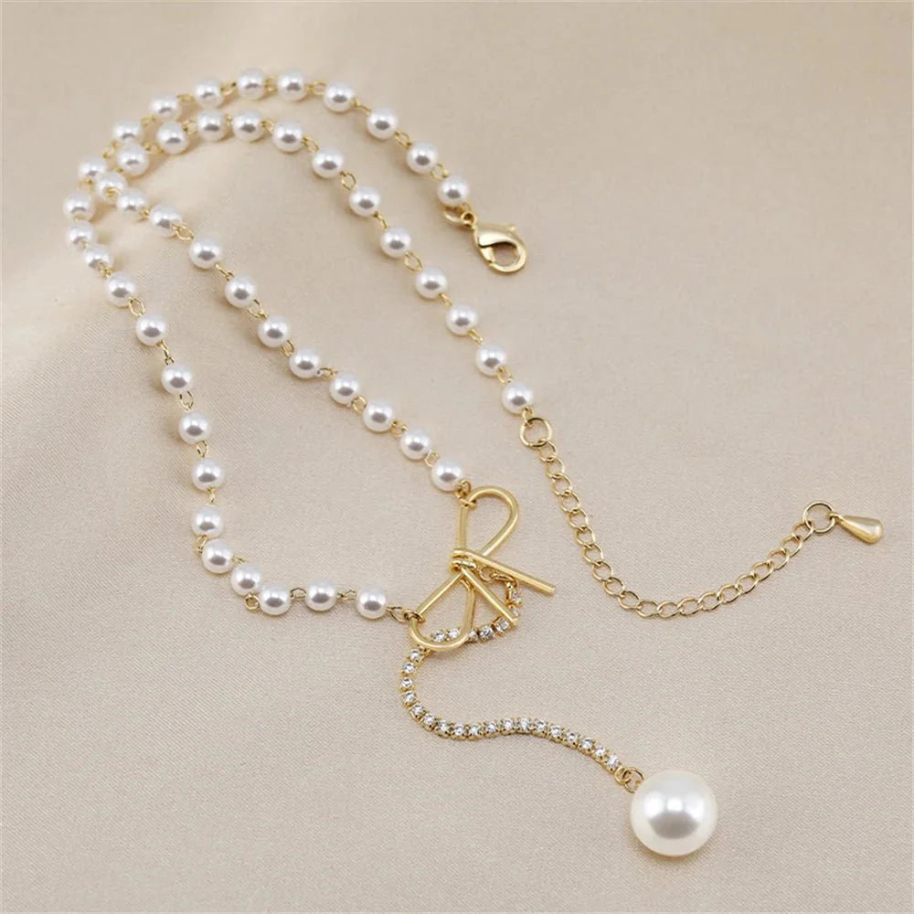Brehn | Schleife Perlen Tropfen Choker Halskette