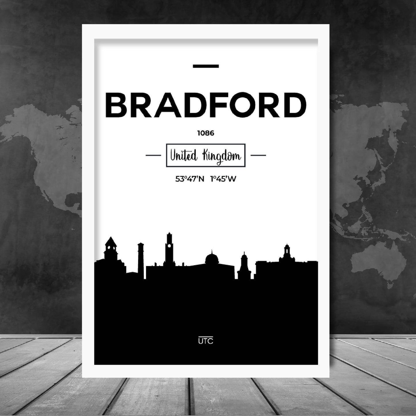 Bradford Stadtsilhouette Stadtansicht Drucken