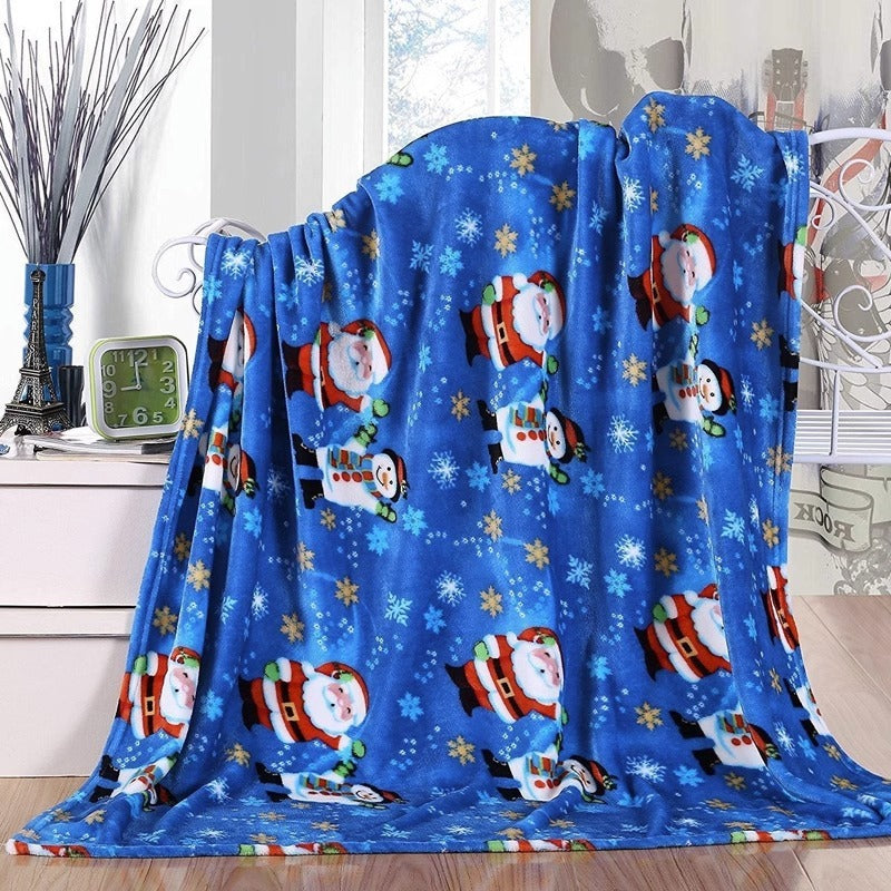 Brehn | Weihnachts-Elch Schneemann Santa Claus Druck Decke Winter Beidseitige Flanell Decke