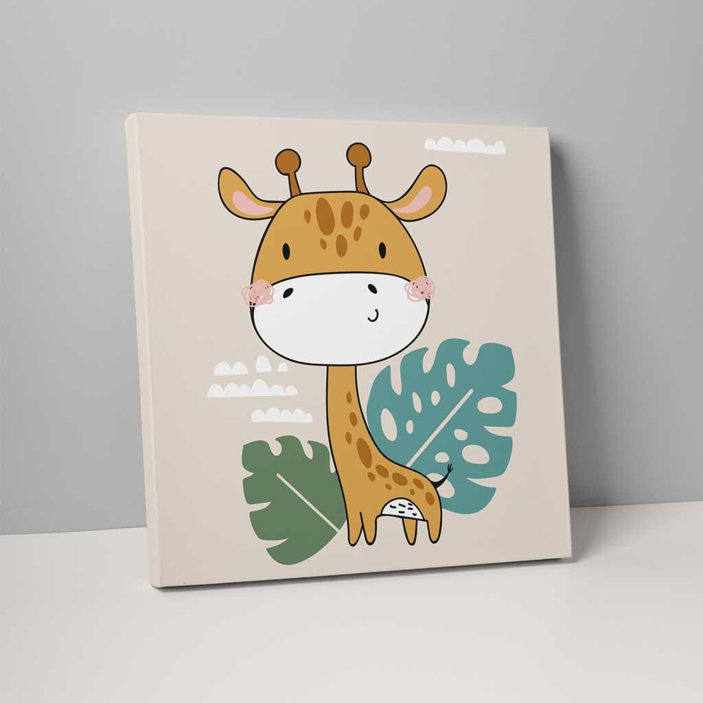 Boho Safari Dschungel Giraffe Beige und Gelb auf Leinwand