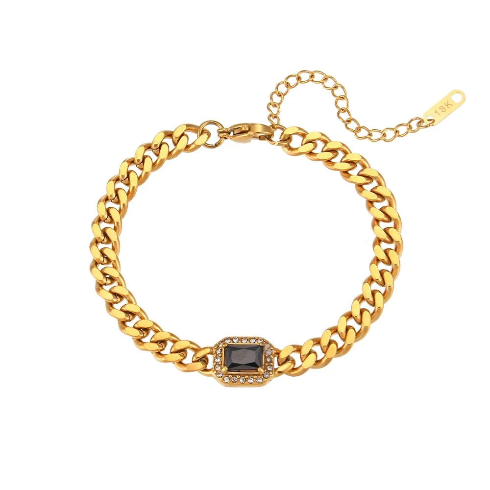 Brehn | Kubanische Kette Quadrat geschnittener Diamant Choker und Armband