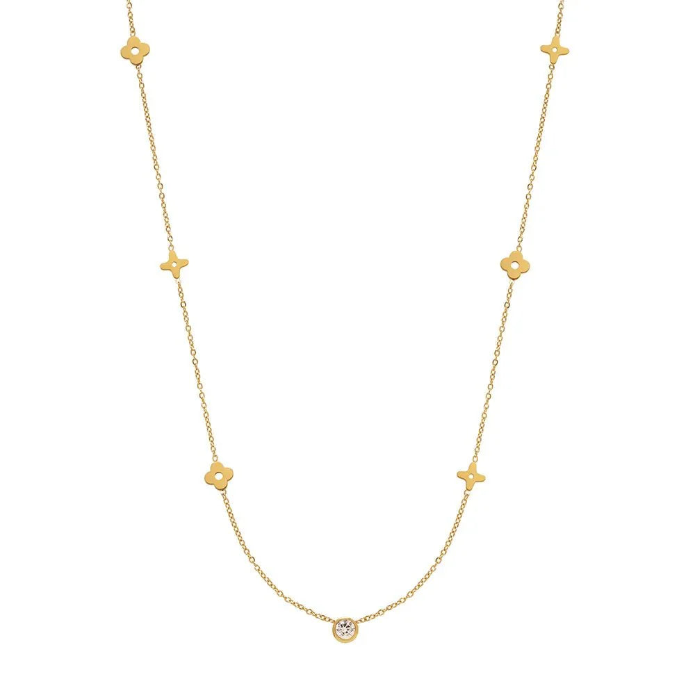 Brehn | Zarte florale Diamant-Mittelstück-Halskette