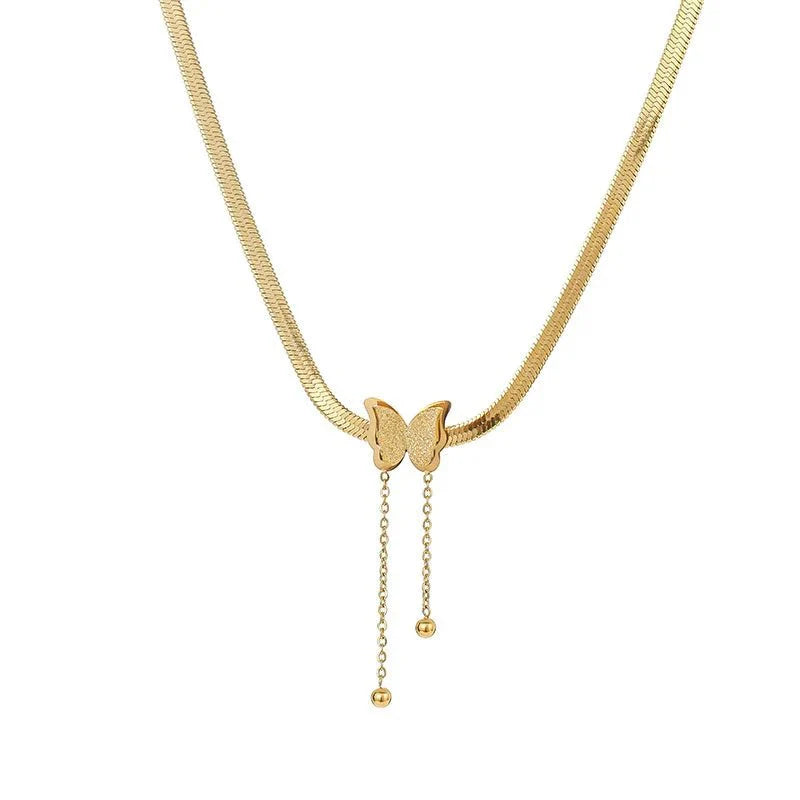 Brehn | Zarte Fischgräten-Butterfly-Ohrhängern-Collier