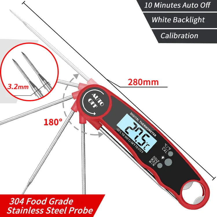 Digitales Food-Thermometer Sofortlese-Fleischthermometer mit Hintergrundbeleuchtung | Brehn