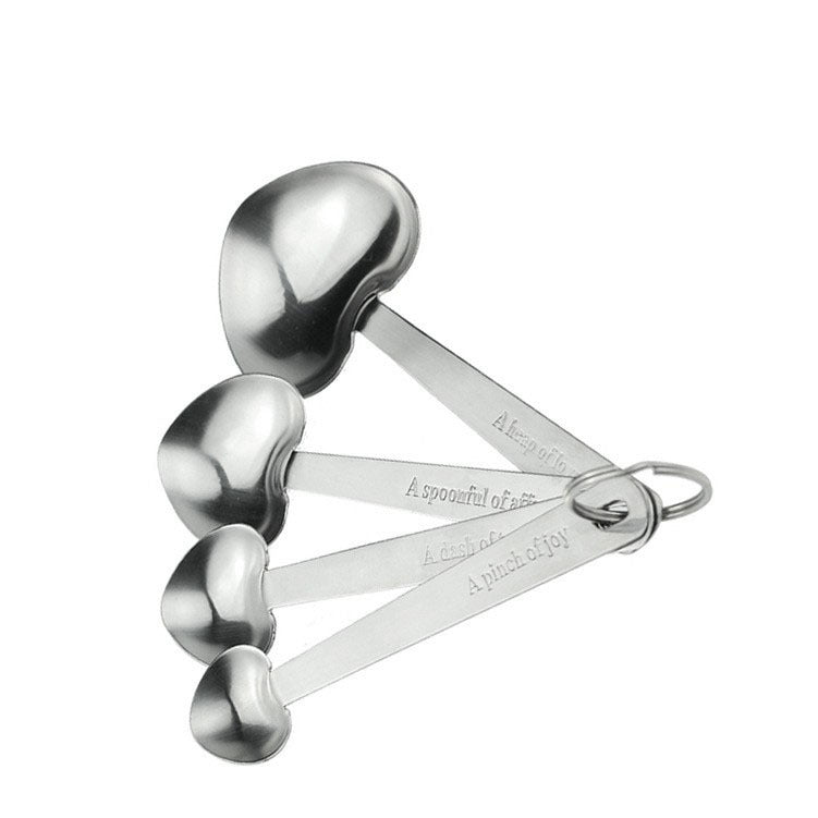 4er-Set Messlöffel Herzform, Edelstahl