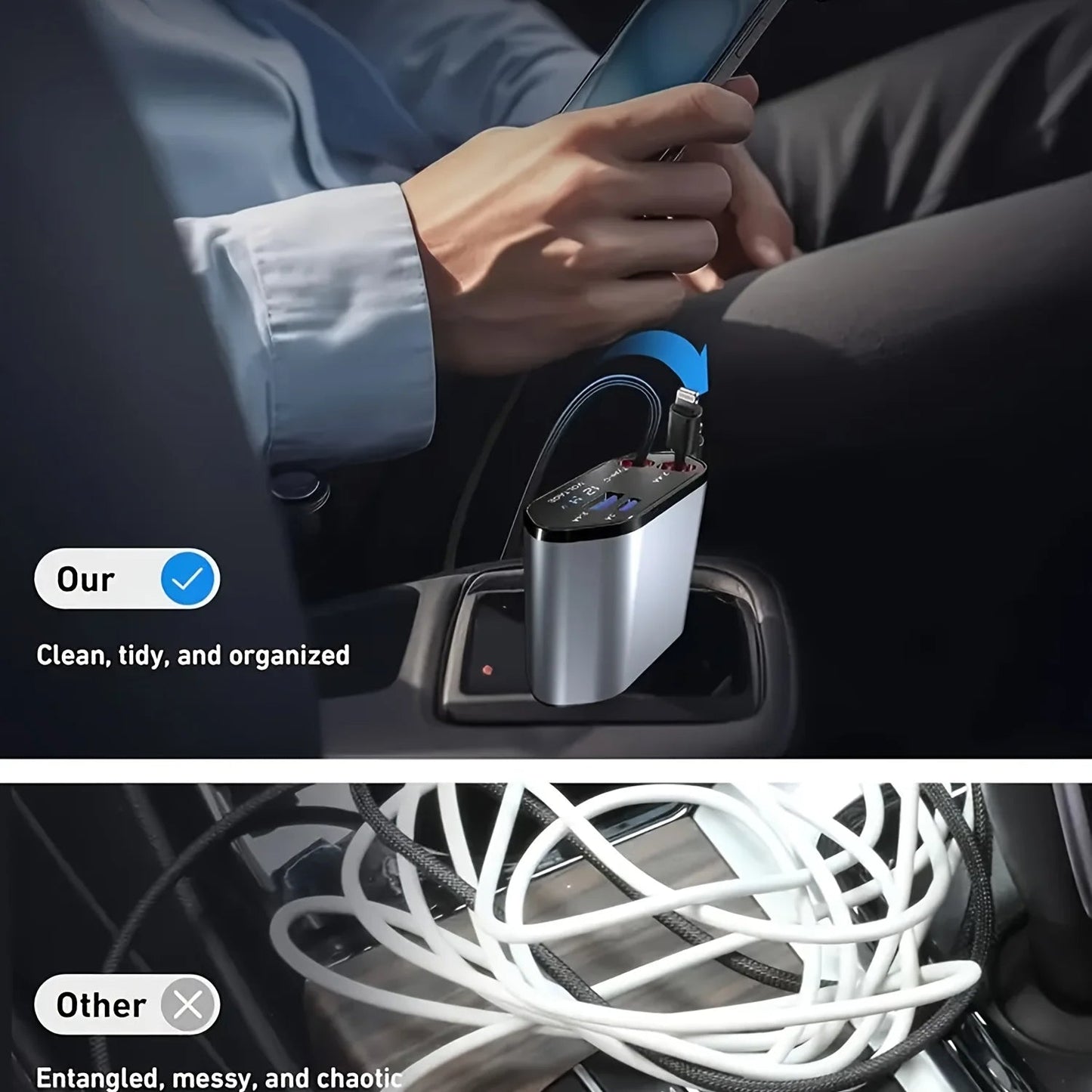 Faltbares Auto Ladegerät mit USB-C und USB-A – 120W Schnellladung | Brehn