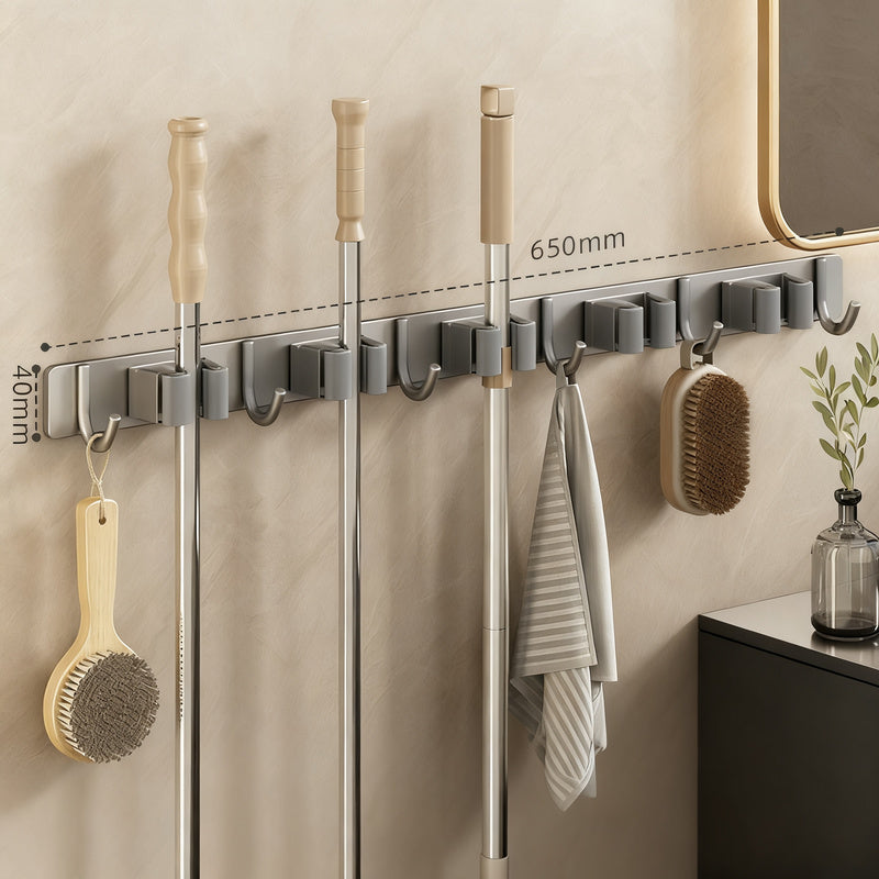 Wandhalter für Besen und Mopp aus Edelstahl