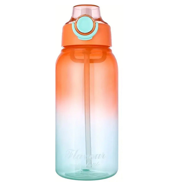 Sporttrinkflasche 1 L mit Strohhalm, Farbverlauf