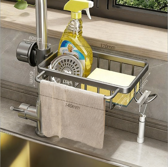 Aluminium-Ablagekorb für Wasserhahn und Spüle