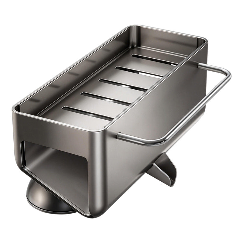 Küchenregal mit Abtropfgitter, Aluminium, Saugnapf