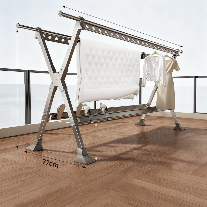 Klappbarer Wäscheständer aus Aluminium, 1,36–2,5 m