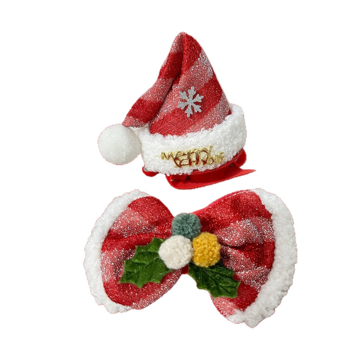 Weihnachts-Accessoires für Haustiere, Hut und Schleife