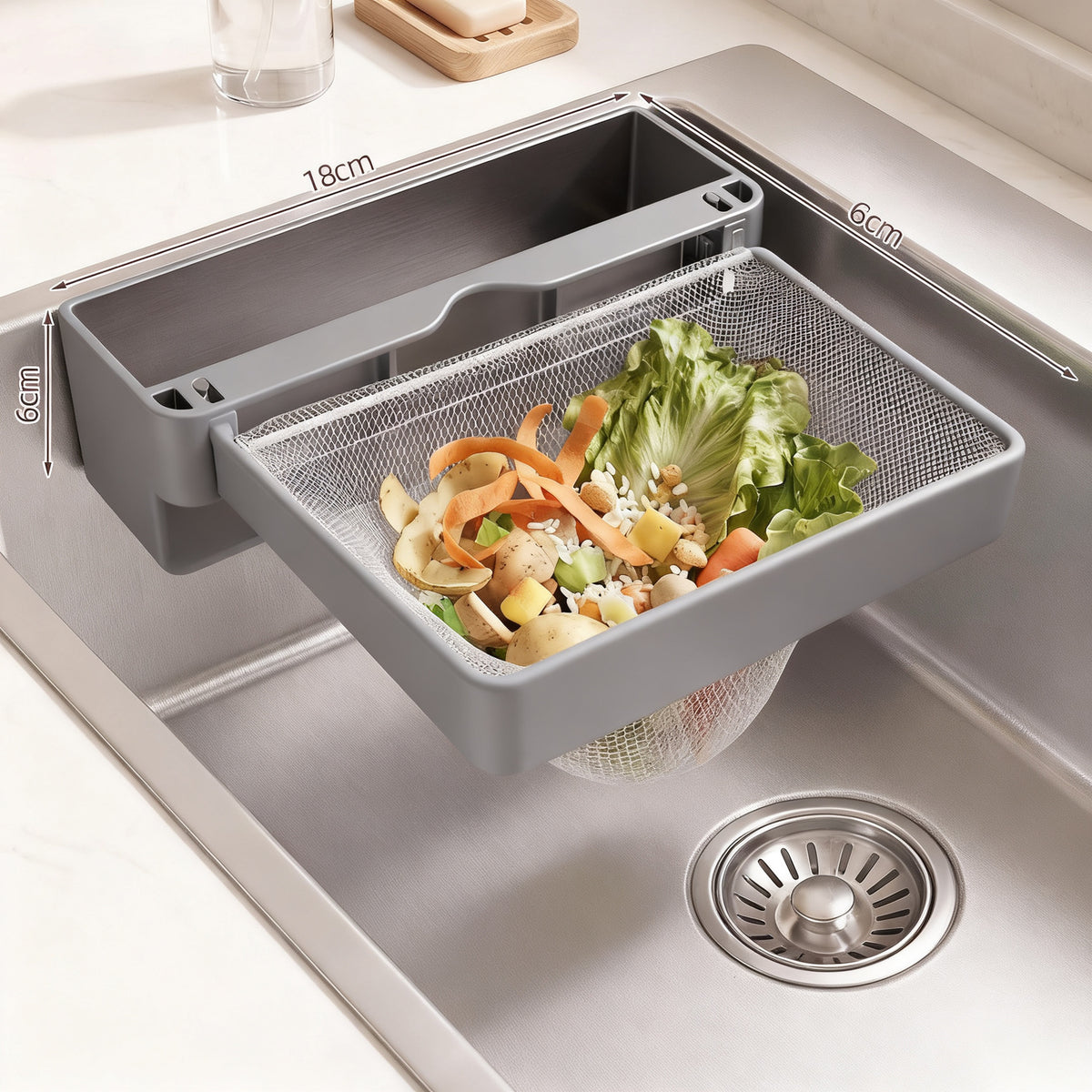 Ausziehbares Spülbecken-Sieb mit Filternetzen, ABS