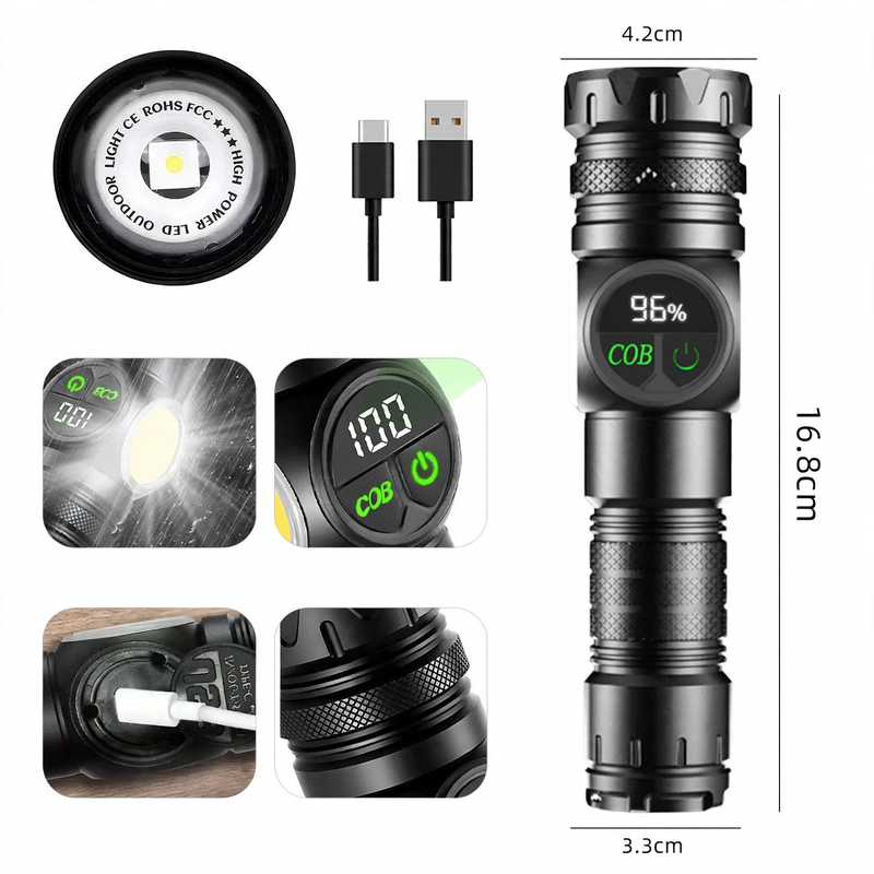 LED-Taschenlampe, Aluminium, 300 mAh, fokussierbar