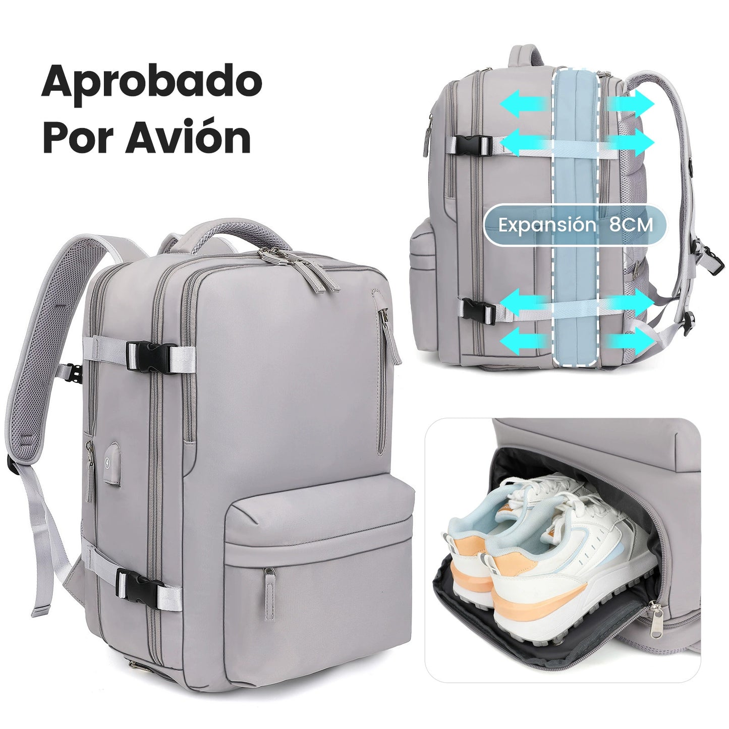 Erweiterbare Reiserucksack, 36–55 L, für Laptops