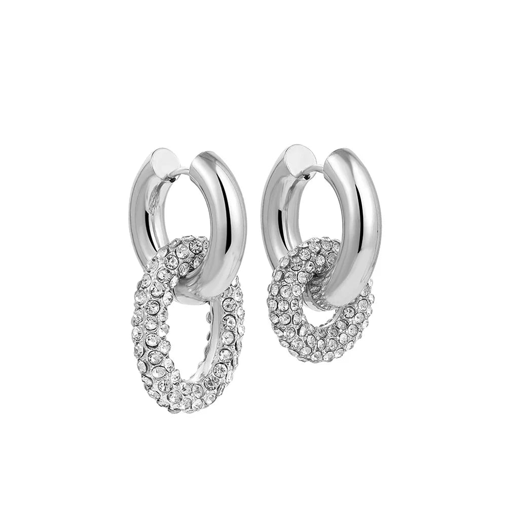 Brehn | Dual Diamond Circle Huggie Ohrringe