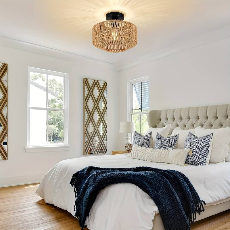 Brehn | WovenCap Deckenleuchte - Boho Chic - Rustikale Eleganz - Moderne Vielseitigkeit