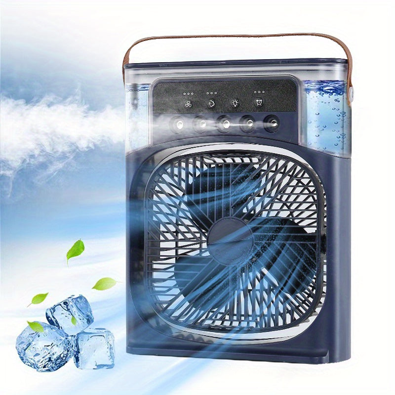 1pc Tragbare Klimaanlage, Tragbarer Luftkühler für den Haushalt, Hydrokühlventilator, Tragbare Luftanpassung für das Büro, 3-Geschwindigkeits-Luftkühlventilator-Luftbefeuchter, 5 Stück befeuchtete Sprühköpfe für Haushaltsgeräte | Brehn