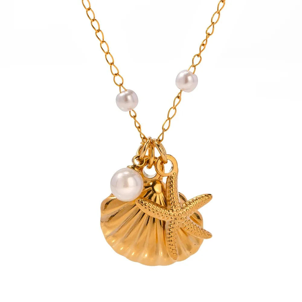 Brehn | Elegante zarte Abstand Perlen Muschelkette