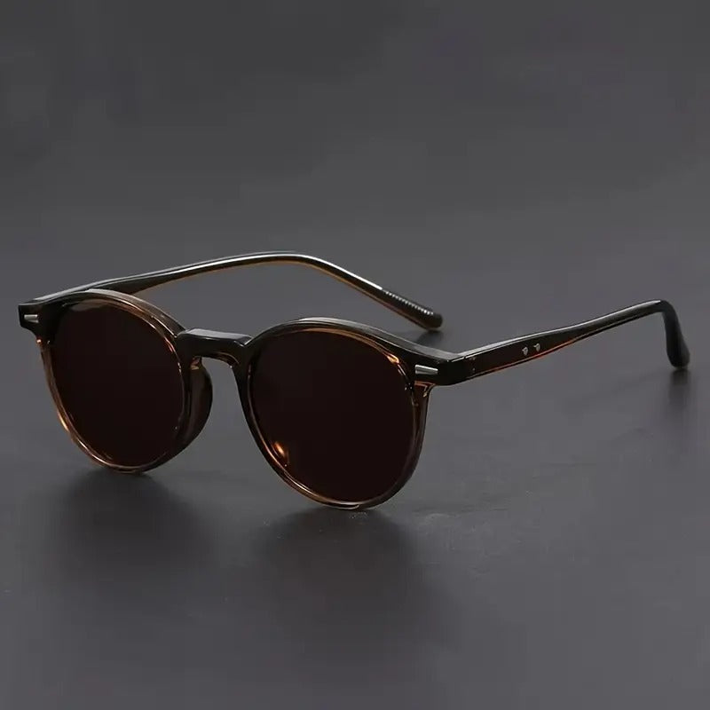 Brehn | Herren-Sonnenbrille „RetroView“ – Runde Brille in Schildpattoptik mit leichtem Rahmen