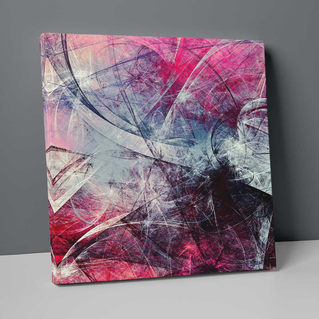 Abstraktes fraktales Grau-Lila-Rosa Nr. 2, Kunstdruck auf Leinwand