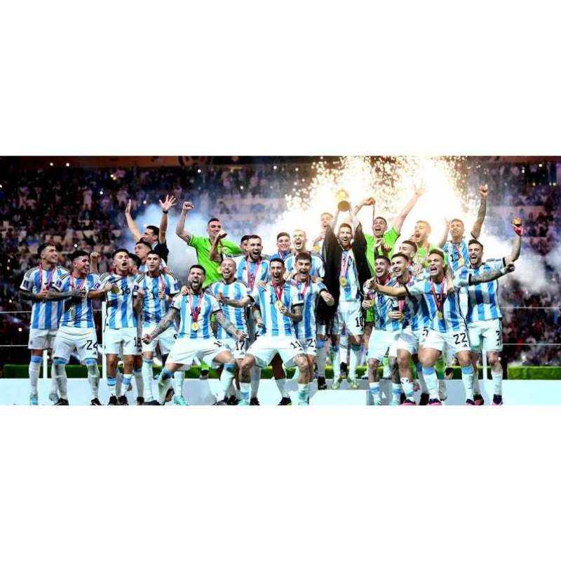 Argentinische Nationalmannschaft, Messi hält Weltmeisterschaft Feier Wandkunst