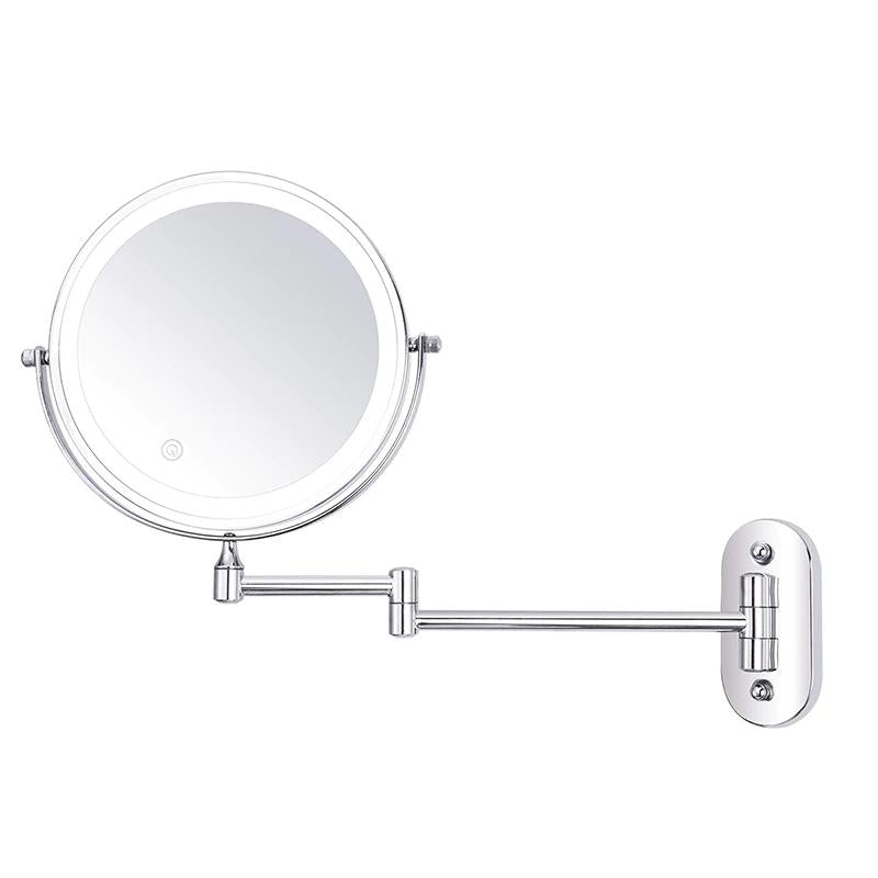 LED-Wandspiegel mit Chromrahmen und Vergrößerungsglas