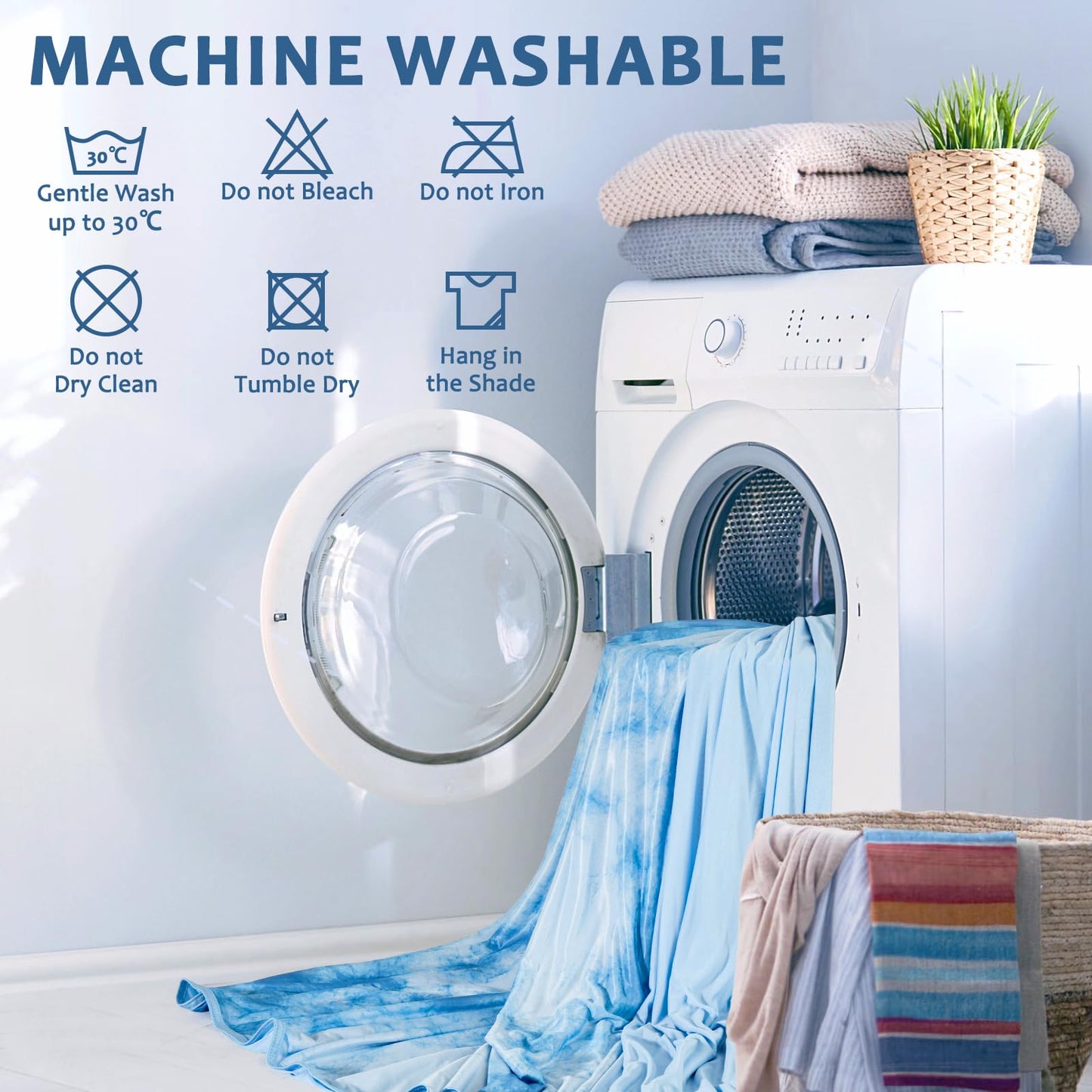 Tie Dye Kühldecke – Q-Max 0,5+ Doppel-Layer Doppelseitige Kühle Touch Decke für angenehme Sommernächte – Blau | Brehn