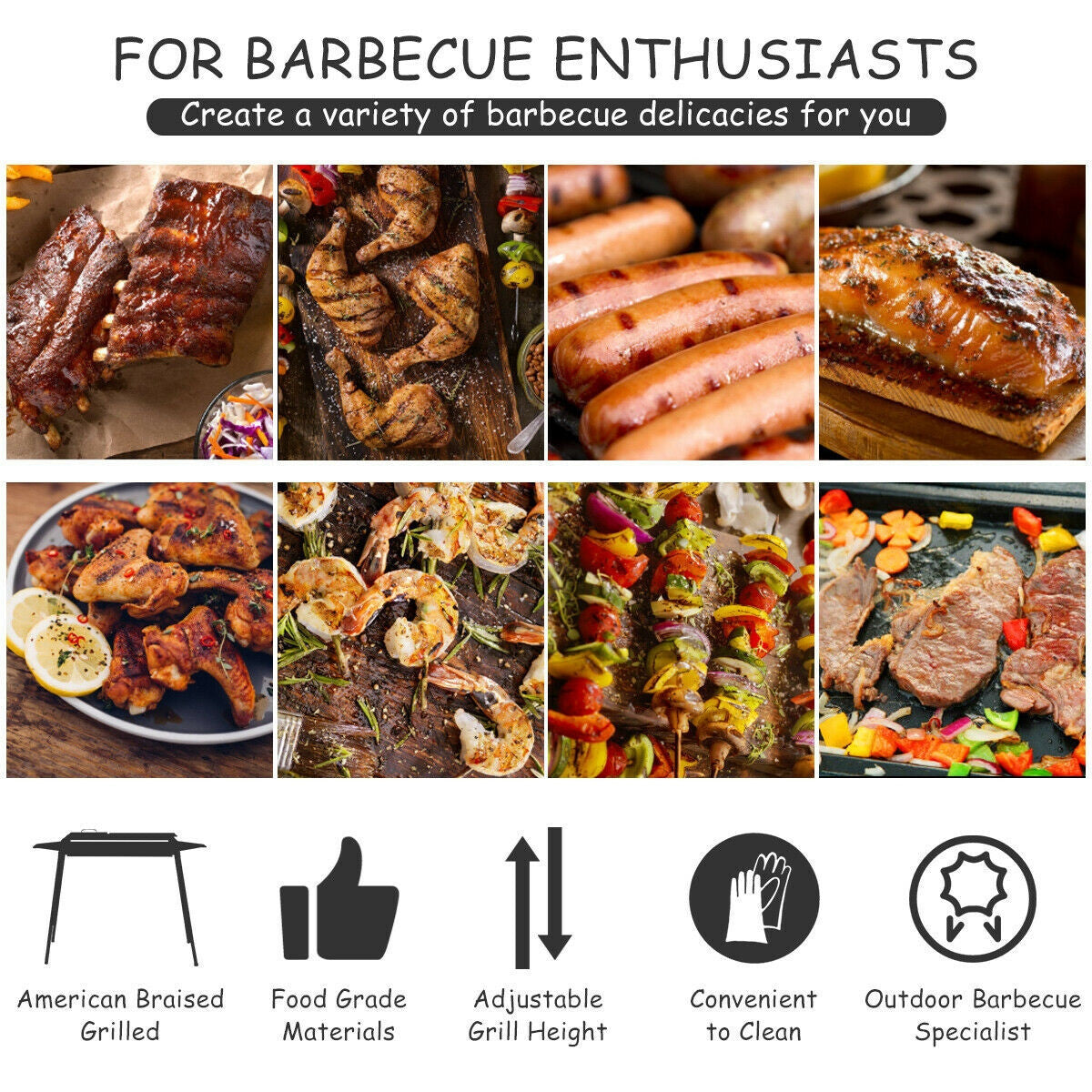 Höhenverstellbarer Outdoor-Grill Kohlegrill Herd | Brehn
