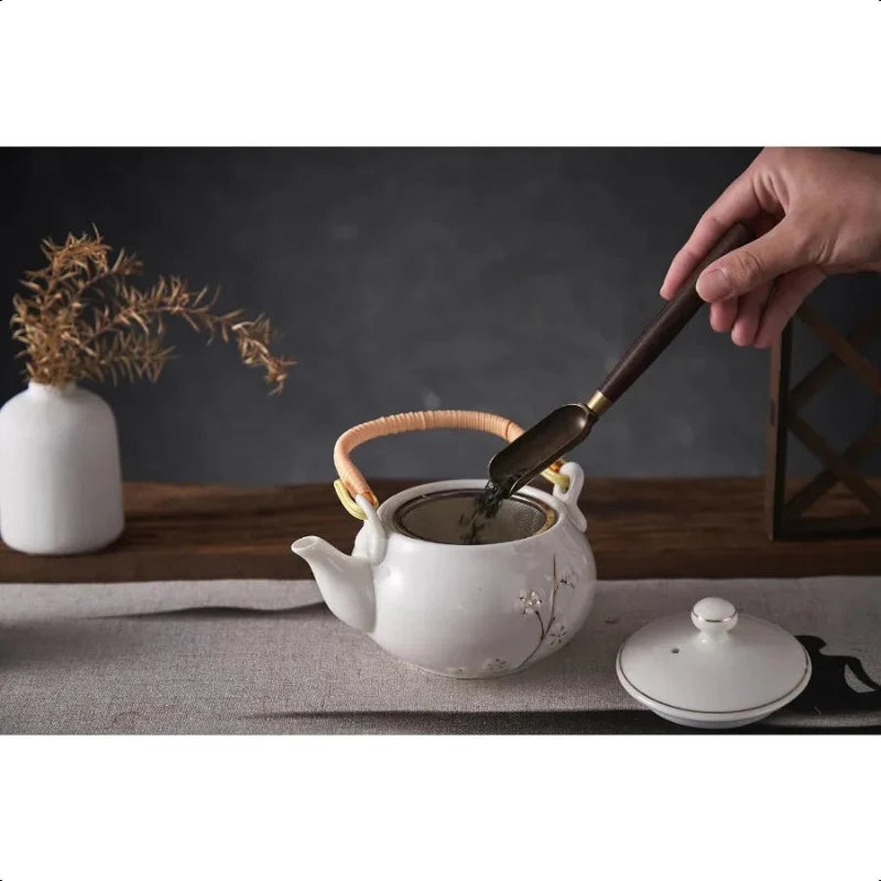 Japanische Teekanne Weiße Porzellan Chinesische Teekanne mit Edelstahl-Infuser | Brehn