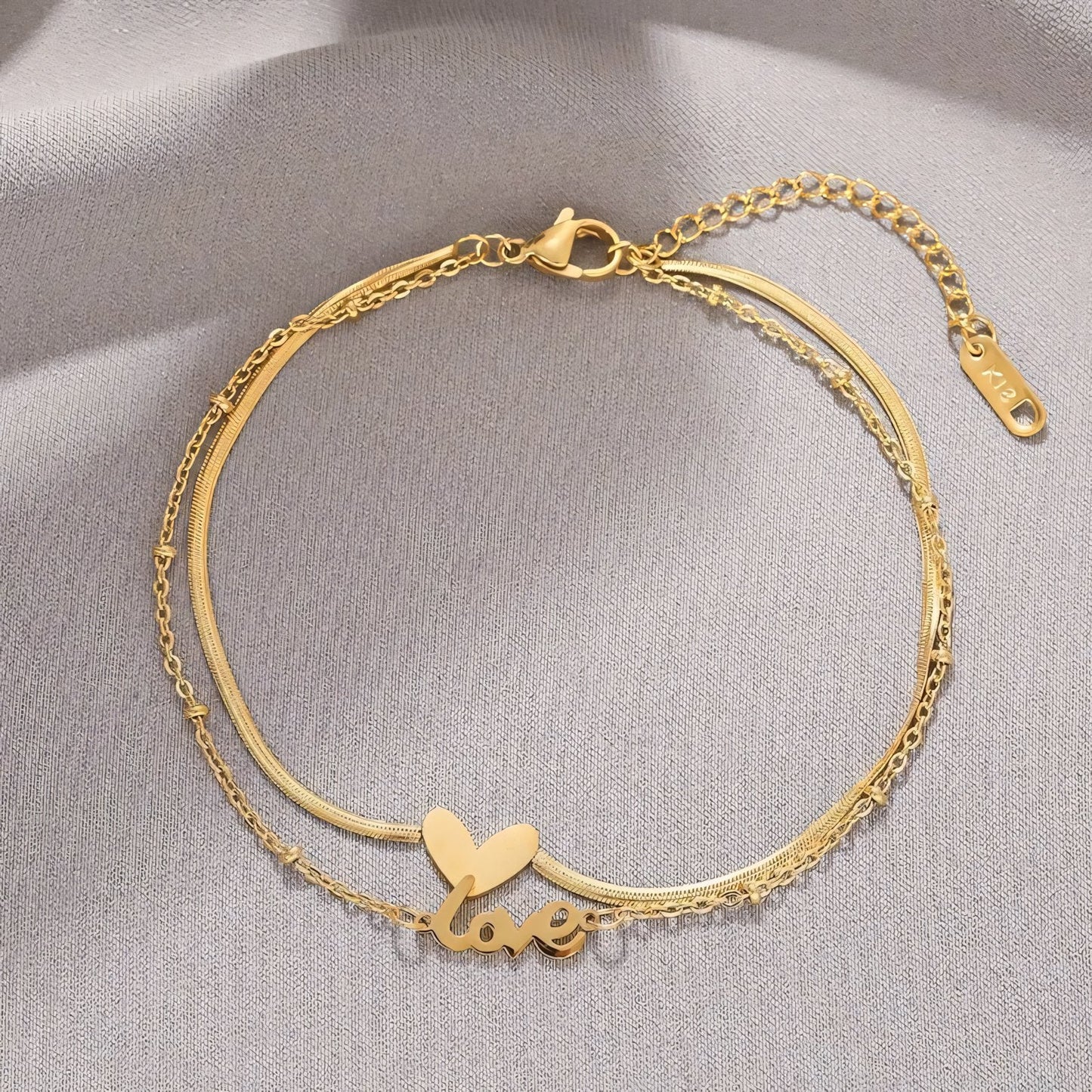 Brehn | Geschichtete Liebe Herz Goldene Fußkette