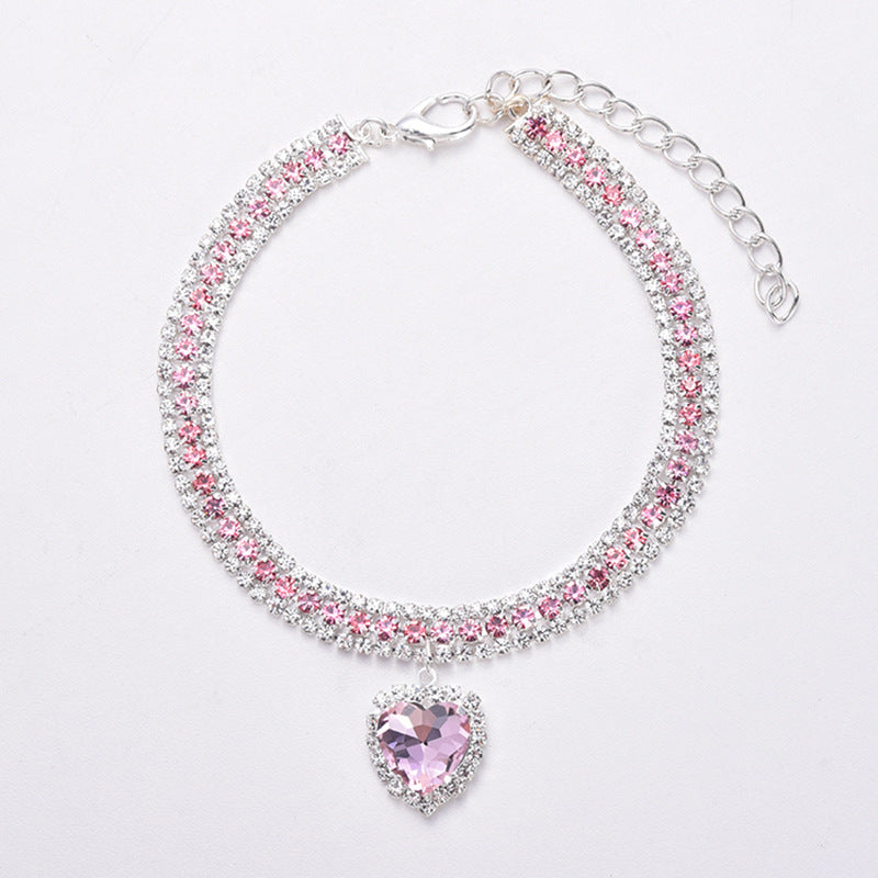 Luxury Cat | Luxury Crystal Cat Collar Heart Gemstone Pendant Reflection Brehn