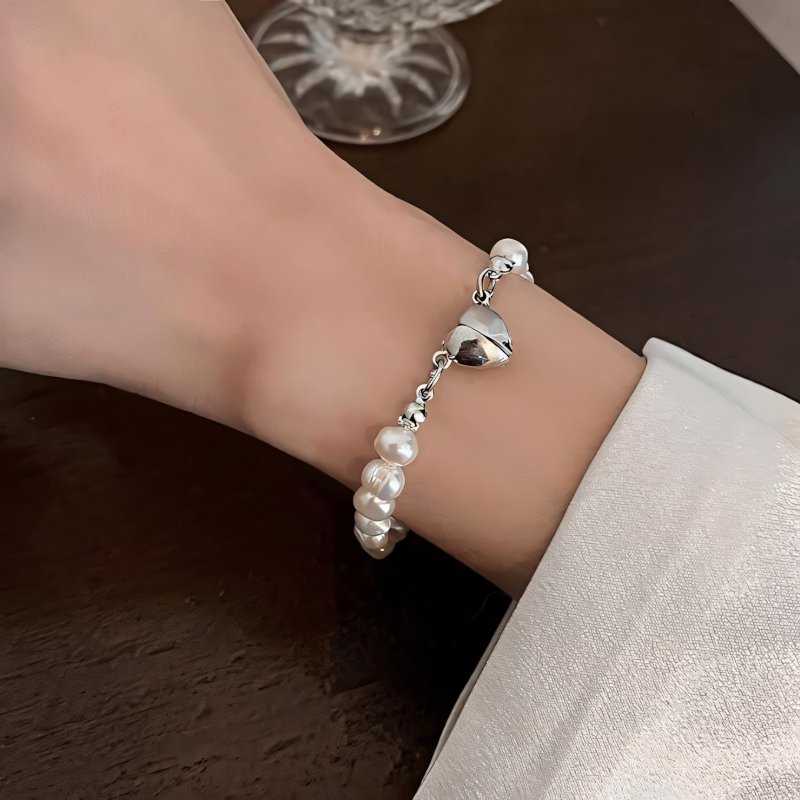 Brehn | Magnetische Herz Perlen Choker Halskette und Armband