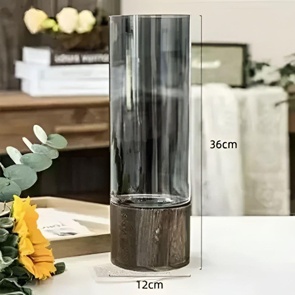 HydroGlass Vase – Europäische Vase aus Holz und transparentem Glas