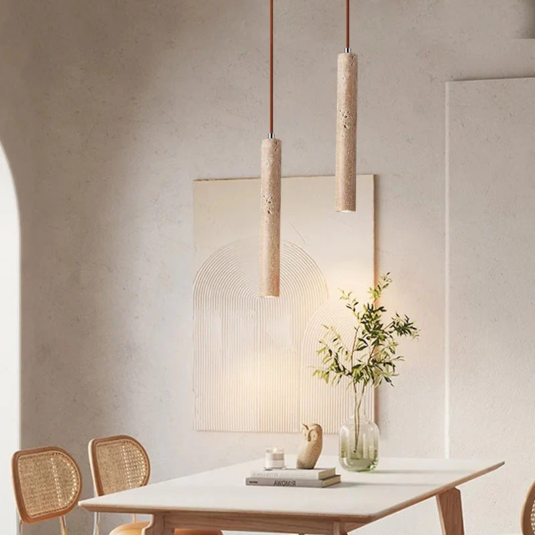 Brehn | Minimalistischer Travertin Wabi-Sabi Stil LED Kronleuchter - LumoLine