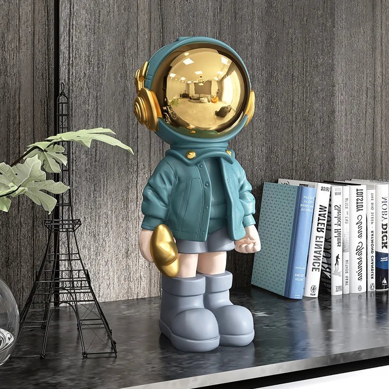 Moderne zeitgenössische Astronautenstatue goldbeschichtete Harzdekoration | Brehn