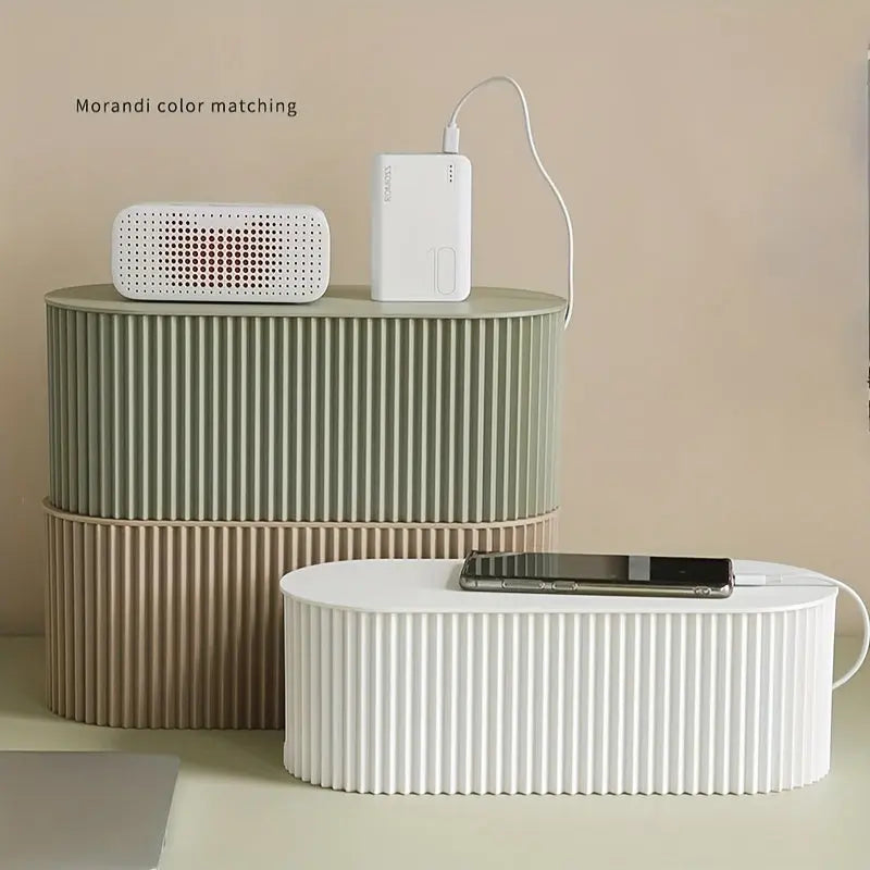 Brehn | Ordoca Kabelbox Schreibtisch Organizer | Kabelmanagement & Aufbewahrung | Weiß | 30x11x13 cm