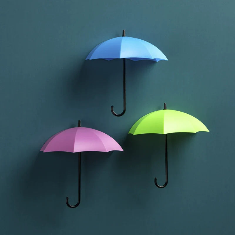 Brehn | Süßer Regenschirm Wandhaken - Bohrfreie Schlüssel- und Mantelaufhängung