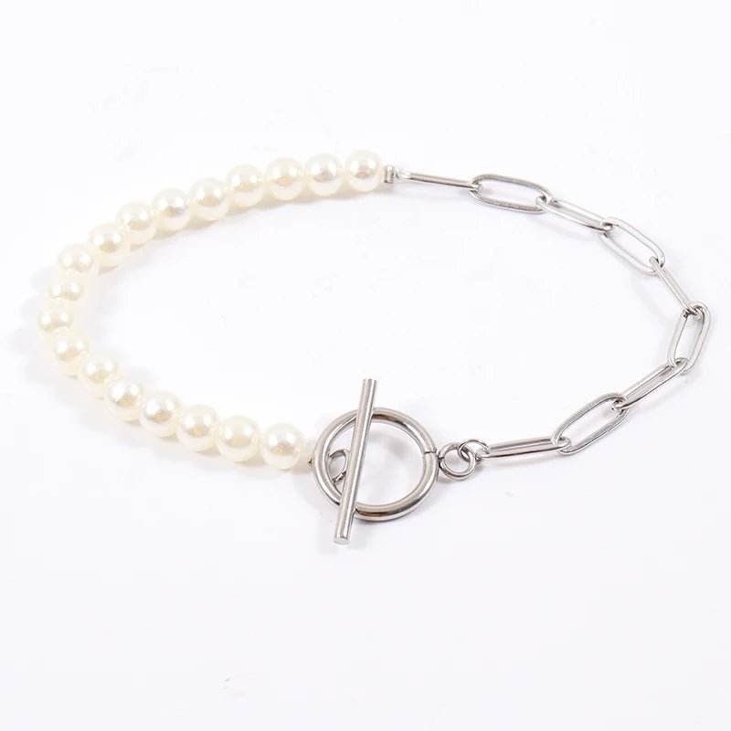Brehn | Büroklammer Kette Perle Gemischtes Armband und Halskette
